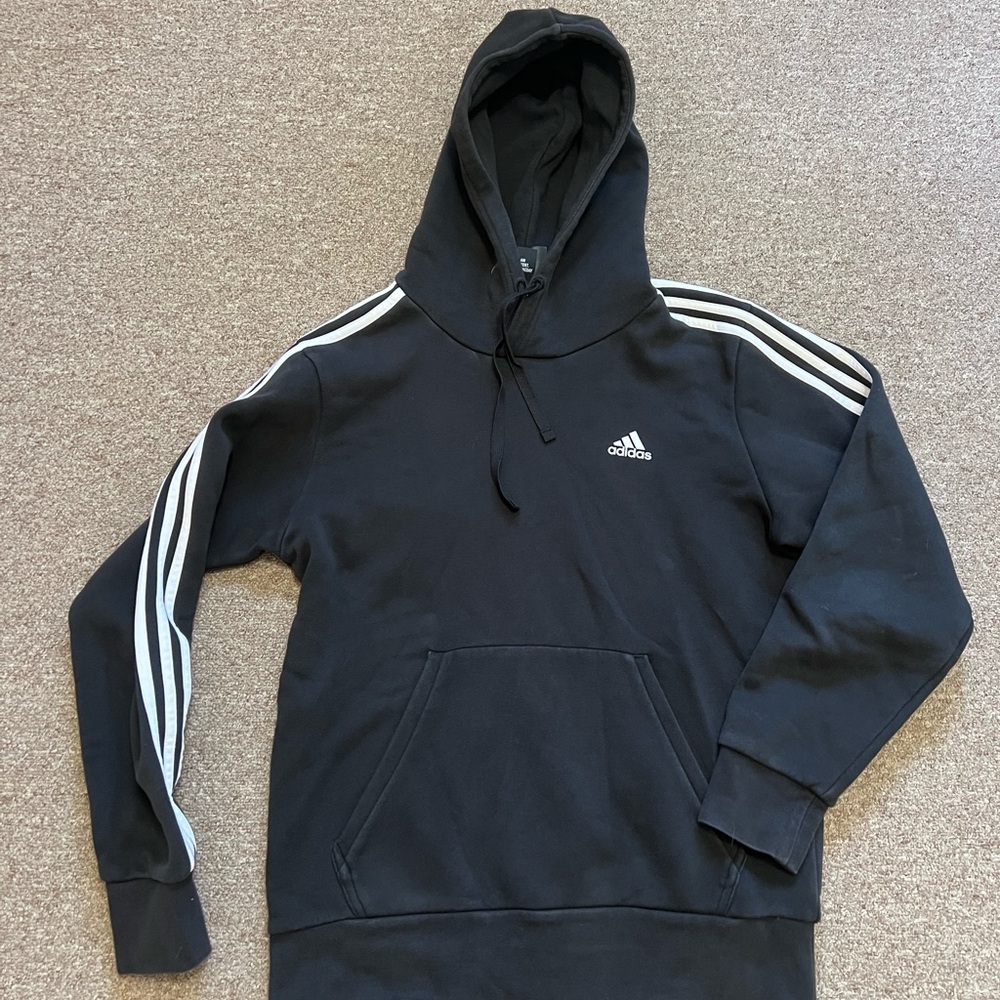 Adidas Black and White Sweatshirt with Signature Stripes